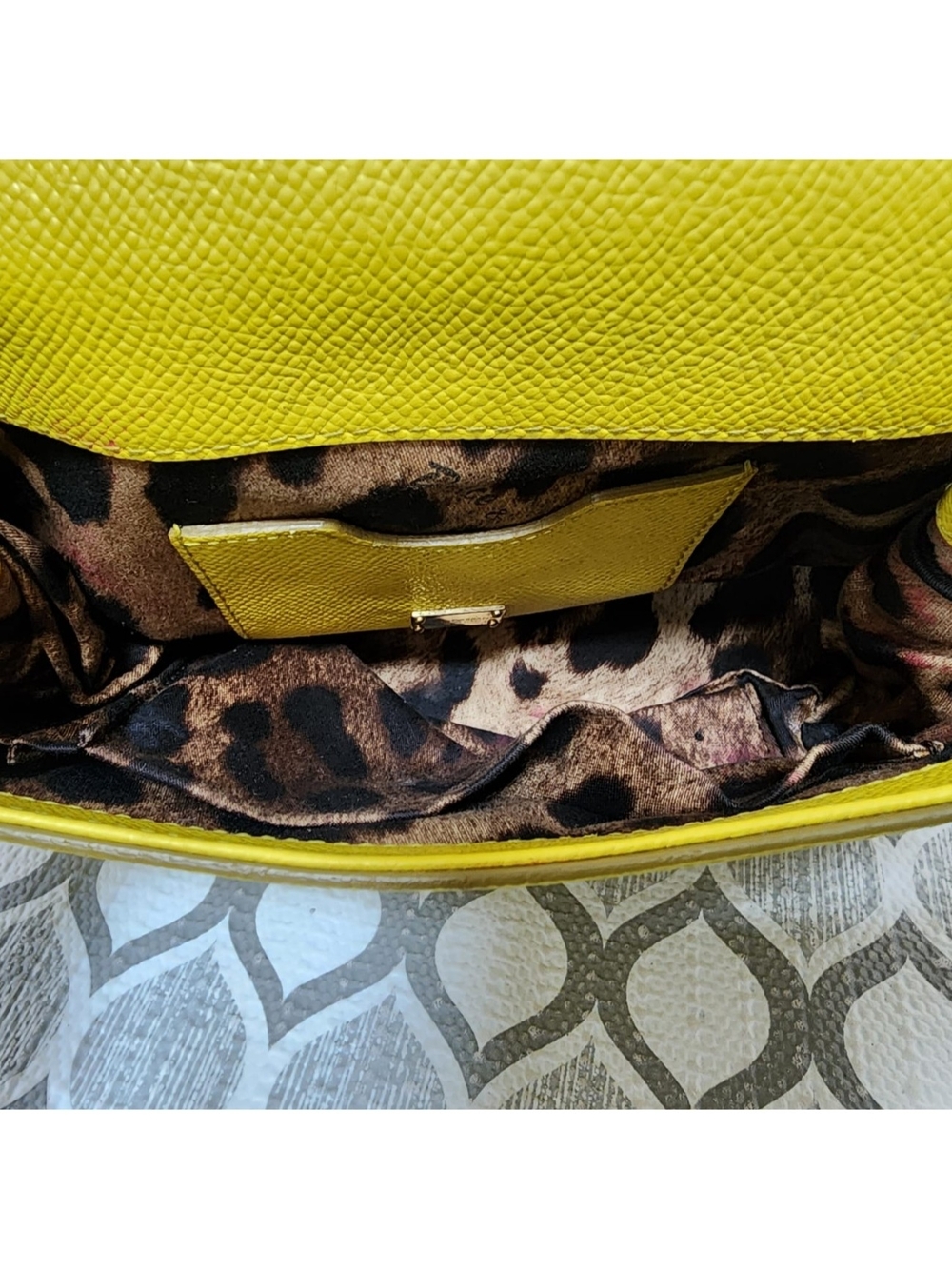 DOLCE & GABBANA Dauphine Small Miss Sicily Satchel Bag Yellow - Picture 15 of 16